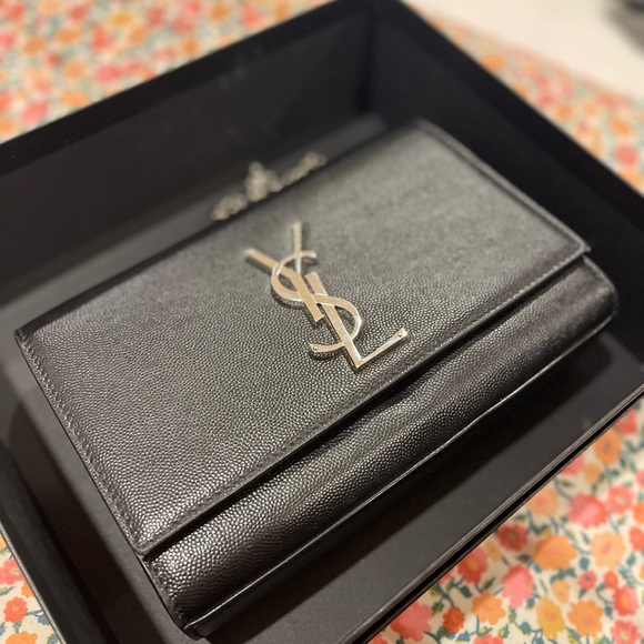 Saint Laurent Black Grain de Poudre Small Kate Crossbody - Picture 1 of 5